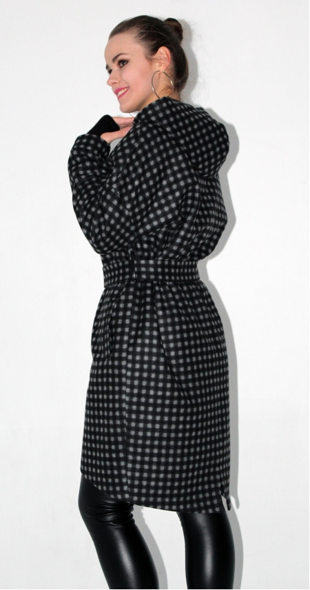 Полупальто женское 8085 черно-серый, ООО "Табити-Стиль", черно-серый, 50