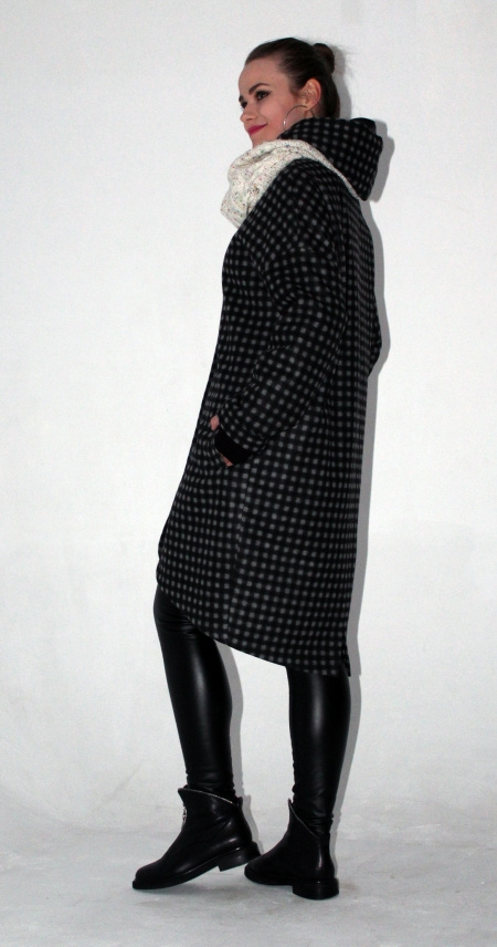 Полупальто женское 8085 черно-серый, ООО "Табити-Стиль", черно-серый, 54
