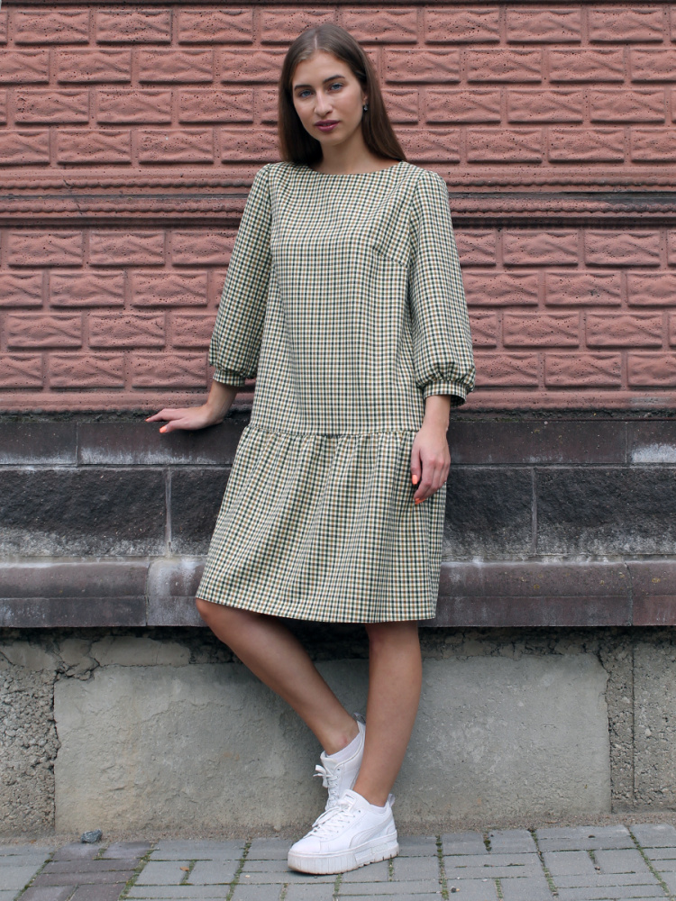 Платье женское 1260-1 бежево-зеленый - фото4