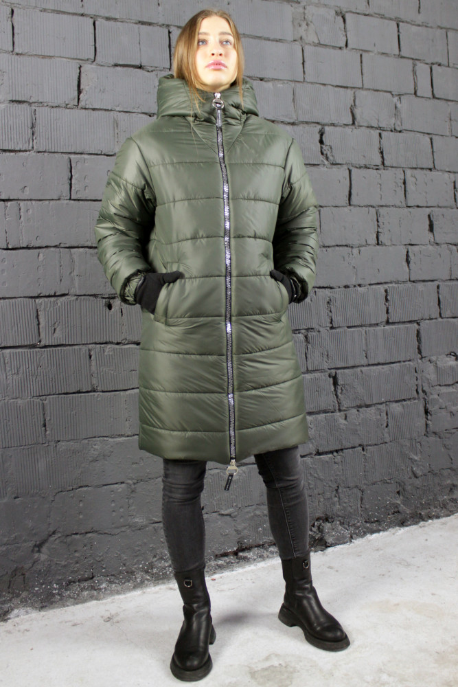 Пальто женское 8100 темно-оливковый