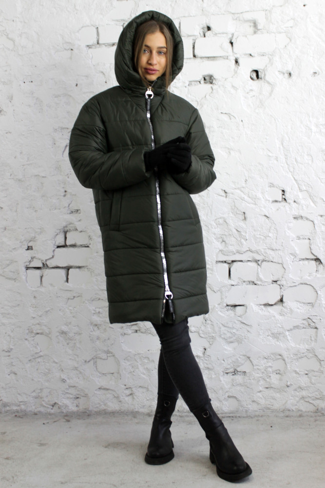 Пальто женское 8100 темно-оливковый