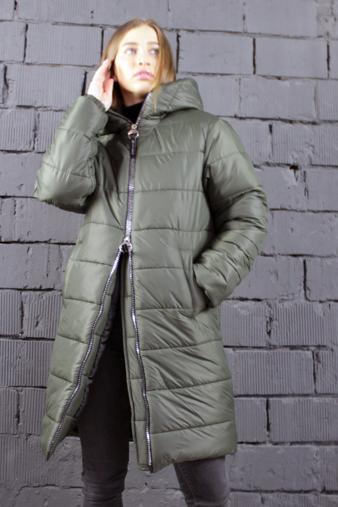 Пальто женское 8100 темно-оливковый - фото5