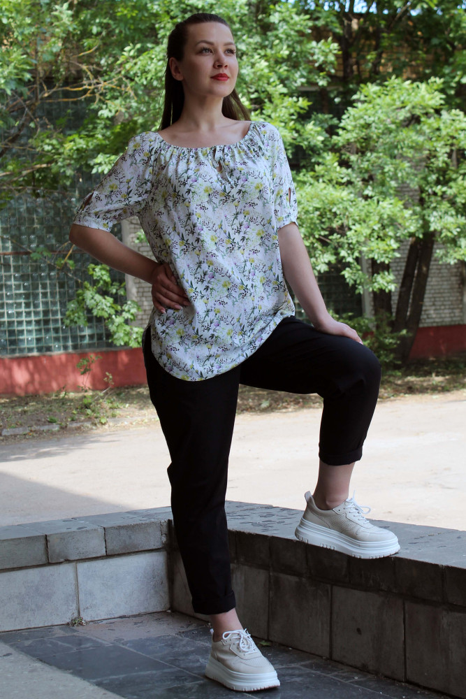 Блузка женская 2052 бело-салатовый, ООО "Табити-Стиль", бело-салатовый, 50 - фото7