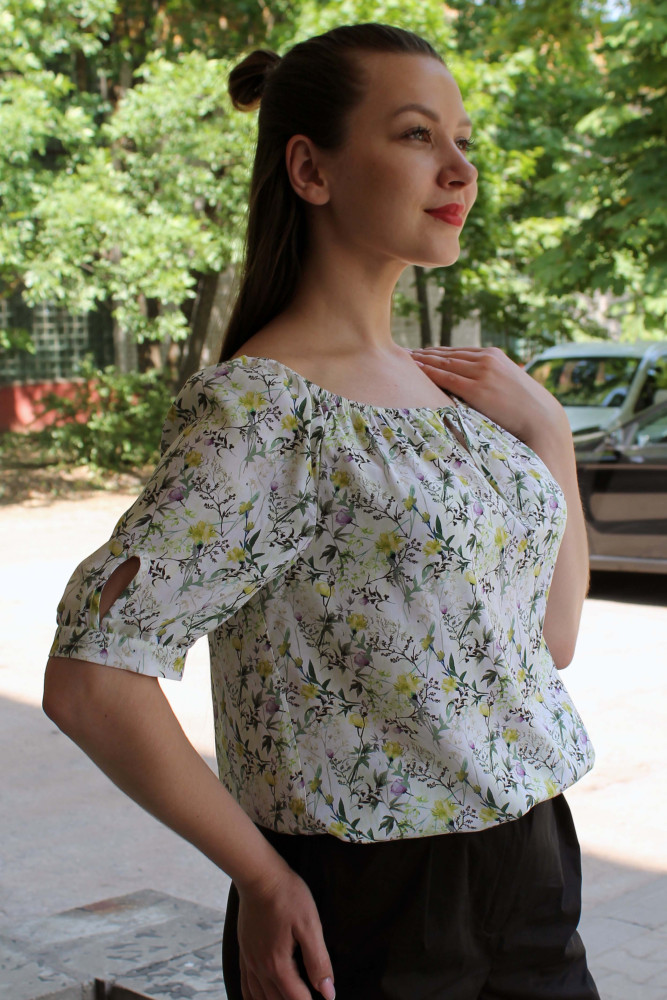 Блузка женская 2052 бело-салатовый, ООО "Табити-Стиль", бело-салатовый, 48 - фото