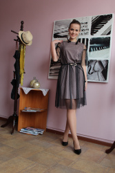 Платье женское 1241 кофейно-черный - фото