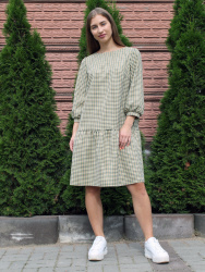 Платье женское 1260-1 бежево-зеленый - фото