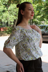 Блузка женская 2052 бело-салатовый - фото